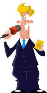 Mascotte Quizboxing avec un micro